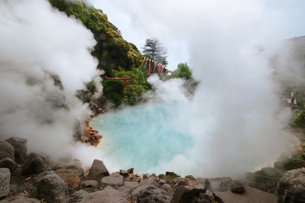 pexels-photo-8606805-8606805 Geothermal hot spring with steam and rocky surroundings in Beppu, Japan, famous for its hot spring hells.